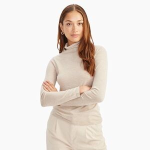 NAADAM Women's Super Fine Cashmere Turtleneck in Oatmeal Lightweight- Size Small